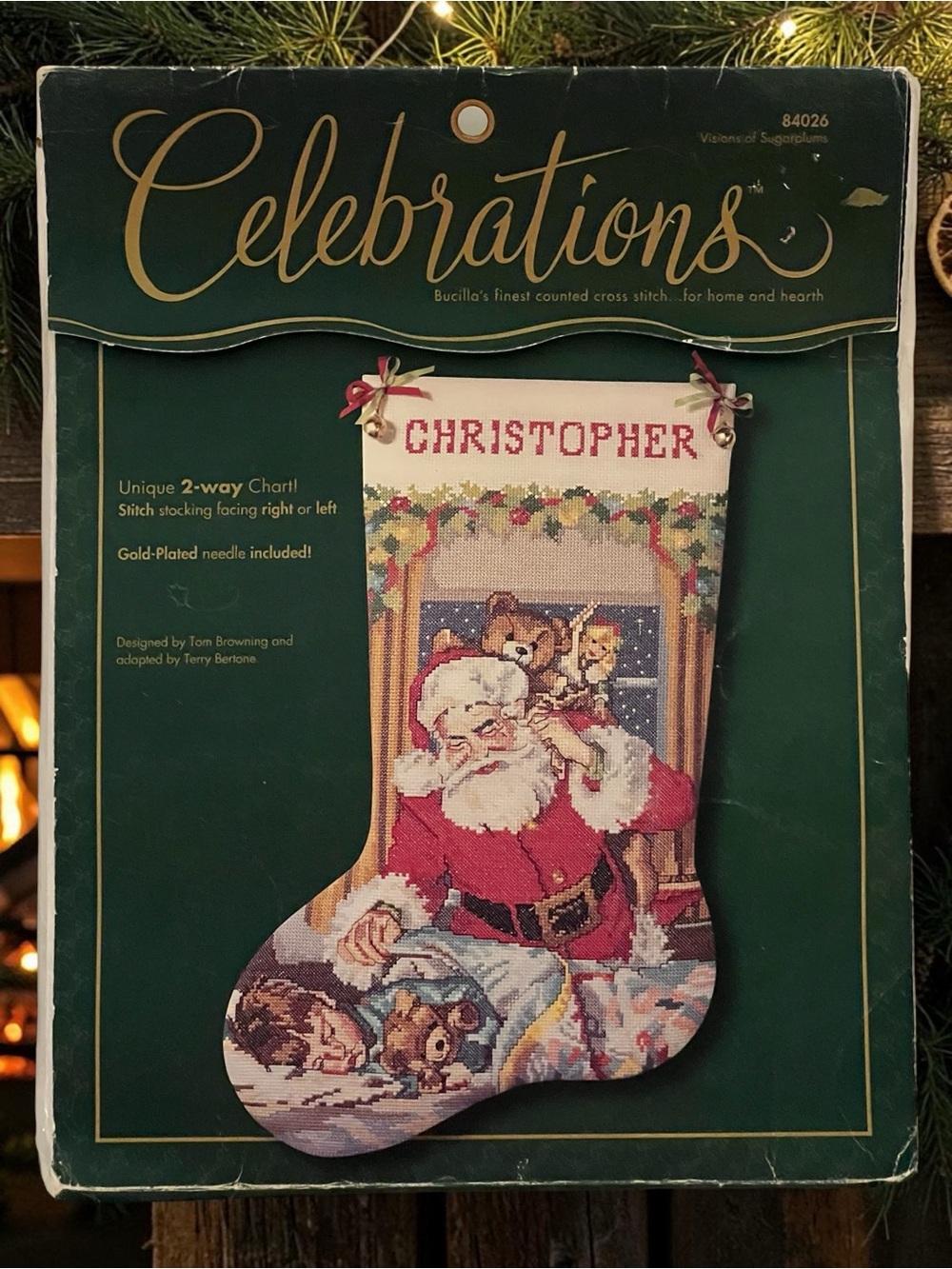 Bucilla Celebrations Visions of Sugarplums Stocking Kit Cross-stitch 84026 Vtg